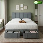AMARO Pet Friendly Drawer Storage Queen Bed-Grey