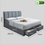 AMARO Pet Friendly Drawer Storage Queen Bed-Grey - Image 4