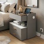 B01 Smart Charging Bedside Table-Grey - Image 3