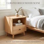 B12 Solid Ash Wood 1 Drawer Bedside Table-Natural - Image 3