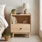 B12 Solid Ash Wood 1 Drawer Bedside Table-Natural