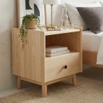 B12 Solid Ash Wood 1 Drawer Bedside Table-Natural - Image 2