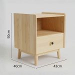 B12 Solid Ash Wood 1 Drawer Bedside Table-Natural - Image 7