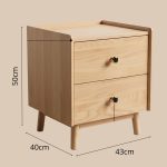 B13 Solid Ash 2 Drawers Bedside Table-Natural - Image 6