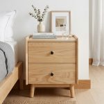 B13 Solid Ash 2 Drawers Bedside Table-Natural