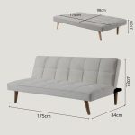 BASEL 3 Seater Sofa Bed-Light Grey - Image 3