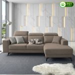 CATANIA 3 Seater L Shape Sofa With Adjustable Headrest-Brown
