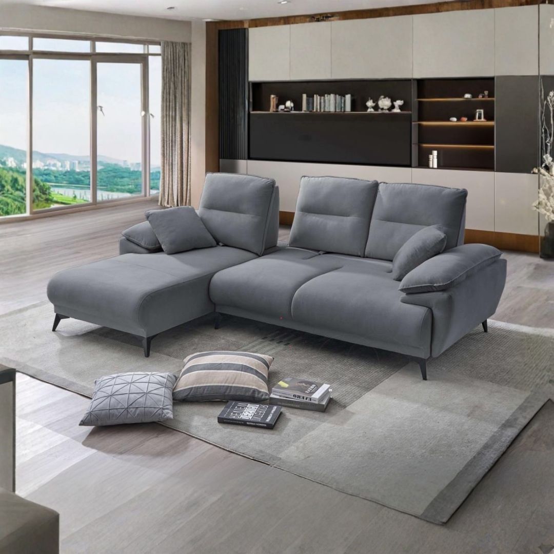 EDSD5897(FX-3LSL)DGY003-pf EDSD5897(FX-3LSL)DGY003 3 Seater Dark Grey with L Shape - Image 1