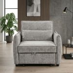 FABIAN 1 Seater Sofa Bed-Light Grey