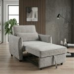 FABIAN 1 Seater Sofa Bed-Light Grey - Image 2