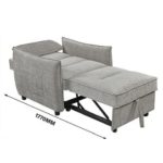 FABIAN 1 Seater Sofa Bed-Light Grey - Image 4