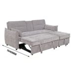FABIAN 3 Seater XL Size Sofa Bed-Light Grey - Image 3