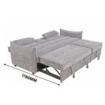 FABIAN 3 Seater XL Size Sofa Bed-Light Grey - Image 4