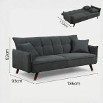 FAIRY 3 Seater Sofa Bed-Grey - Image 4