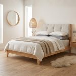 FARO Solid Ash Wood Cushion Headboard Bed-Natural - Image 2
