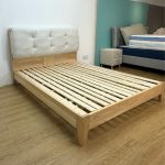 FARO Solid Ash Wood Cushion Headboard Bed-Natural - Image 3