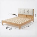 FARO Solid Ash Wood Cushion Headboard Bed-Natural - Image 6