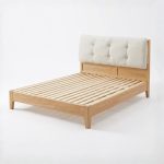 FARO Solid Ash Wood Cushion Headboard Bed-Natural - Image 7