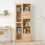 GALLE 200cm Solid Ash With Glass Door File Cabinet-Natural