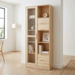 GALLE 200cm Solid Ash With Glass Door File Cabinet-Natural - Image 2