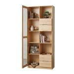 GALLE 200cm Solid Ash With Glass Door File Cabinet-Natural - Image 7