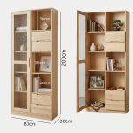 GALLE 200cm Solid Ash With Glass Door File Cabinet-Natural - Image 6