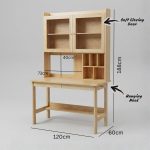 GALLE 120cm Wooden Study Desk With Hutch-Natural - Image 9