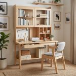 GALLE 120cm Wooden Study Desk With Hutch-Natural - Image 2