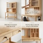 GALLE 120cm Wooden Study Desk With Hutch-Natural - Image 3