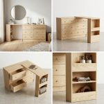 GALLE Solid Ash Wood Extendable Dressing Table-Natural - Image 4