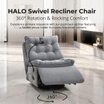 HALO Swivel Recliner Rocking Sofa-Grey - Image 3