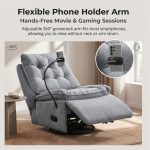 HALO Swivel Recliner Rocking Sofa-Grey - Image 4