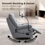 HALO Swivel Recliner Rocking Sofa-Grey - Image 2