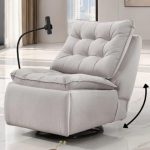 HALO Swivel Recliner Rocking Sofa-Beige - Image 3