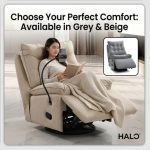 HALO Swivel Recliner Rocking Sofa-Beige - Image 5