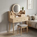 SUVA 80cm Solid Ash Wood Dressing Table Set-Natural - Image 3