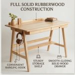 HELSINKI 120cm Full Solid Wood Study Desk-Natural - Image 6