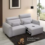 JUNO 2 Seater Electric Extendable Sofa-Light Grey - Image 3