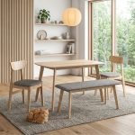 LINDA 4 Seater With Bench Pet Friendly Dining Set-Natural - Image 2