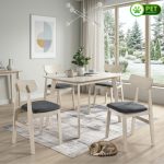 LINDA 4 Seater Pet Friendly Dining Set-White Wash - Image 2