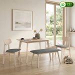 LINDA 4 Seater With Bench Pet Friendly Dining Set-White Wash