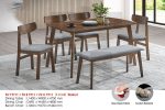 LINDA 6 Seater With Bench Pet Friendly Dining Set-Walnut - Image 3