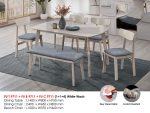 LINDA 6 Seater With Bench Pet Friendly Dining Set-White Wash - Image 3