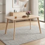 LINDA 110/ 140cm Full Solid Rubberwood Dining Table-Natural