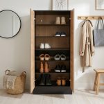 LIVIO 2 Door Shoe Cabinet-Oak+Black - Image 2