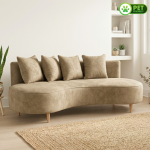 LUCID 3 Seater Pet Friendly Curved Sofa-Khaki