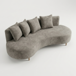 LUCID 3 Seater Pet Friendly Curved Sofa-Grey - Image 5