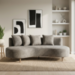 LUCID 3 Seater Pet Friendly Curved Sofa-Grey - Image 2