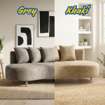 LUCID 3 Seater Pet Friendly Curved Sofa-Khaki - Image 2