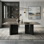 MARBELLA 140-180cm Boat Shaped Crystal Marble Table-Brown - Image 2